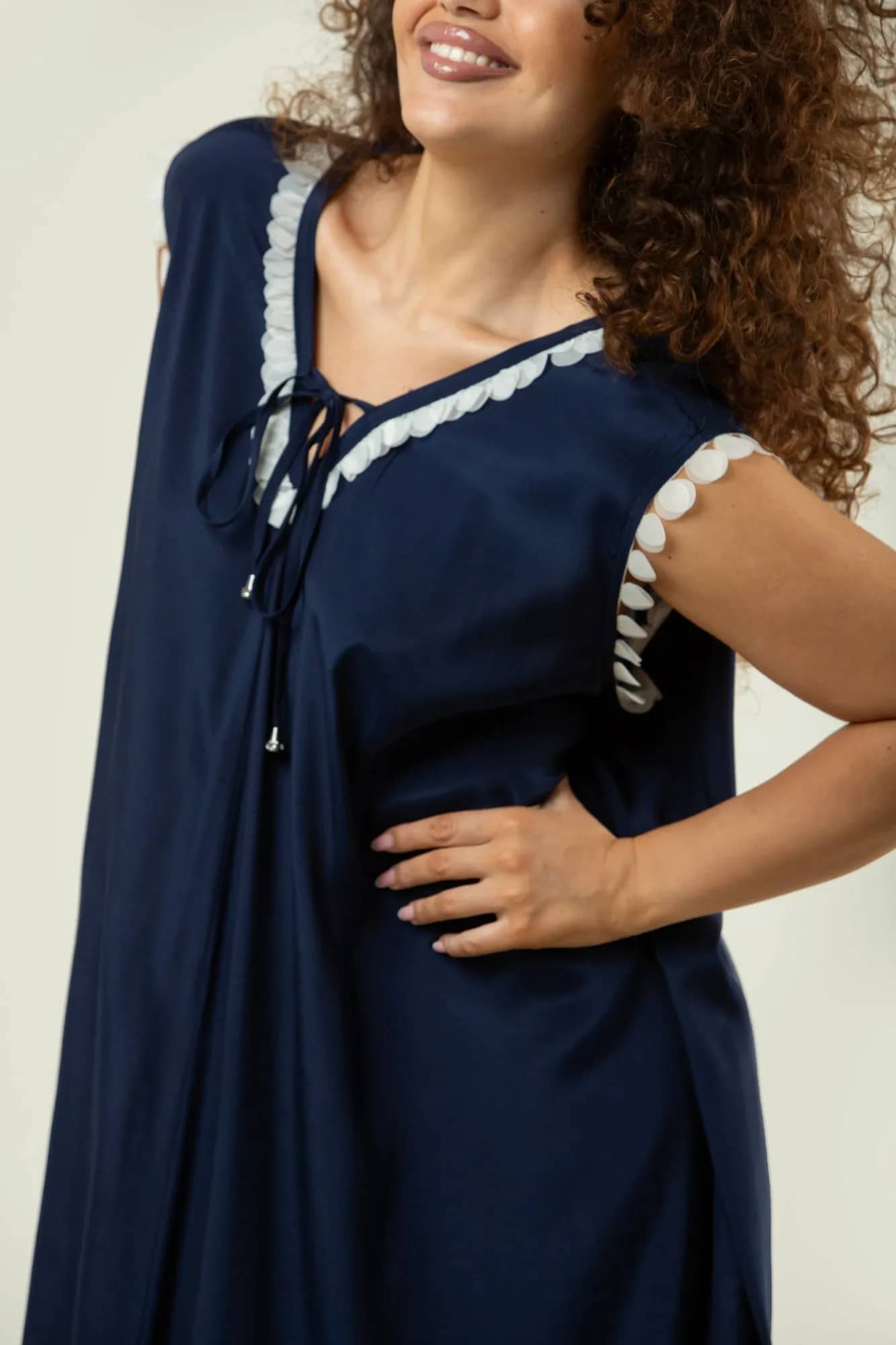 Navy Blue With White Trim Dress
