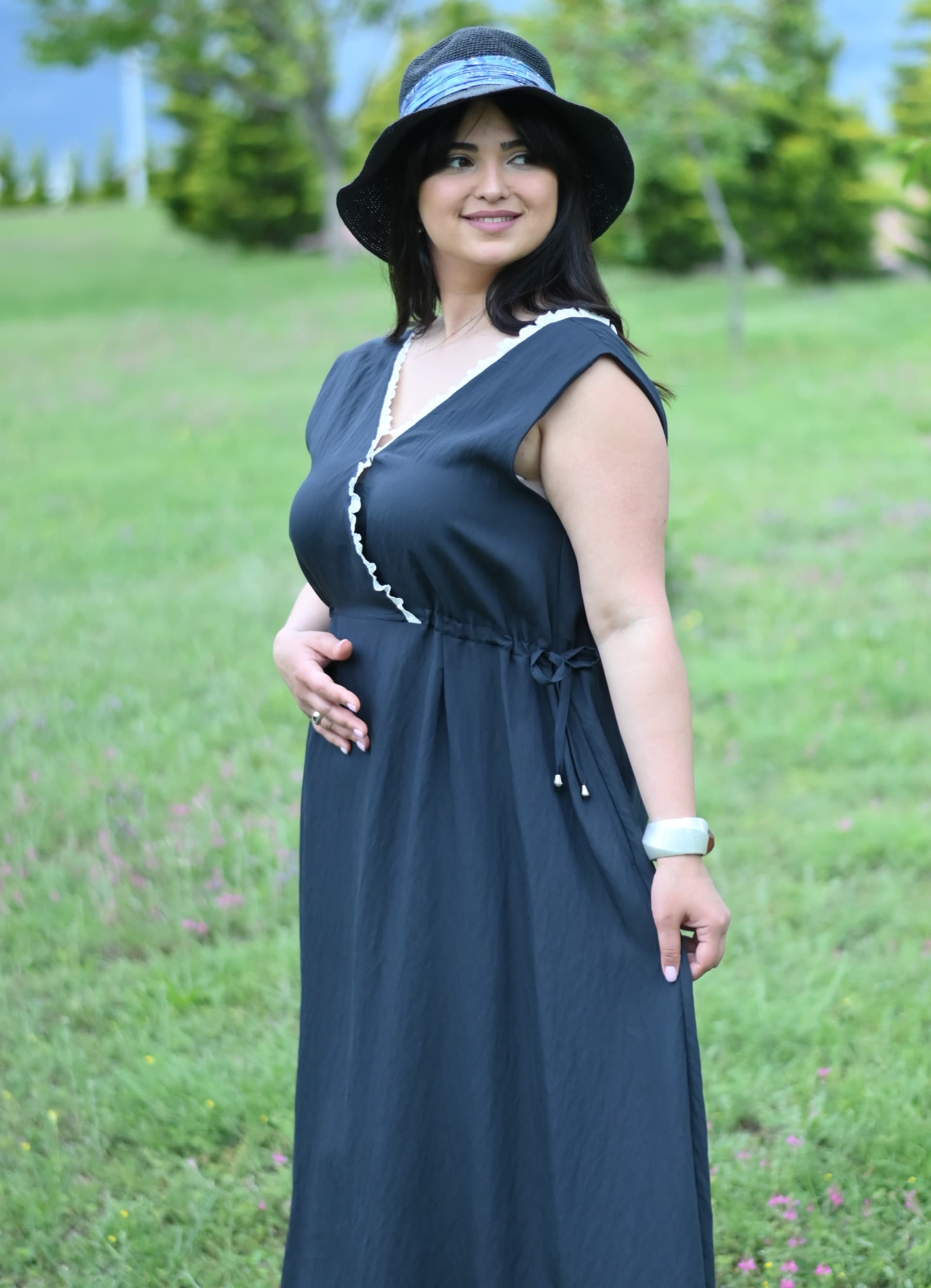 Navy Blue Midi Dress 1