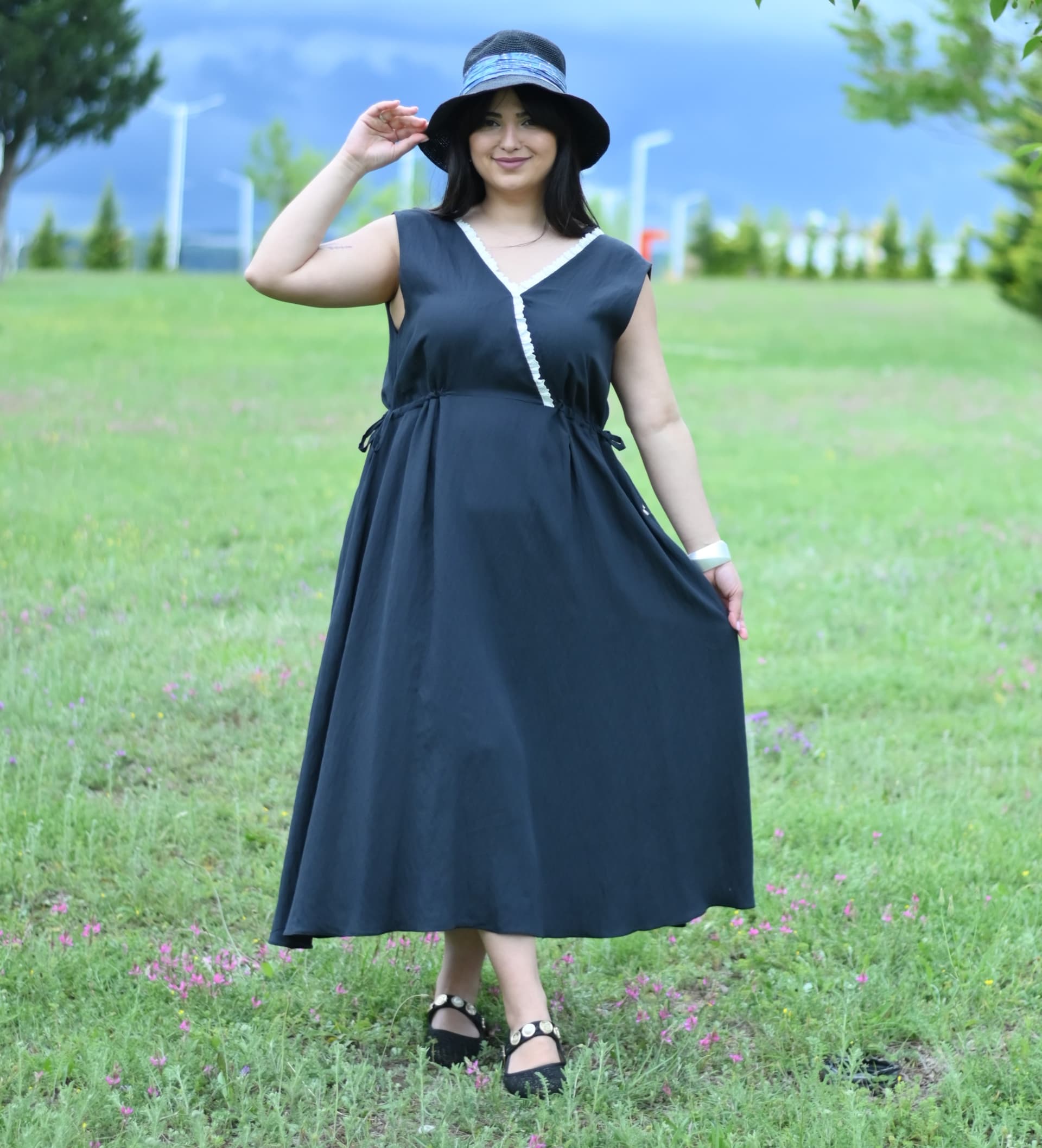 Navy Blue Midi Dress 2